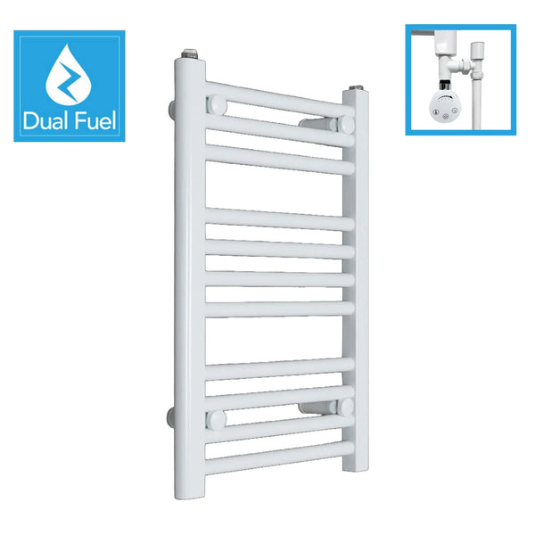 White Flat Heated Dual Fuel Towel Rail 400x600mm