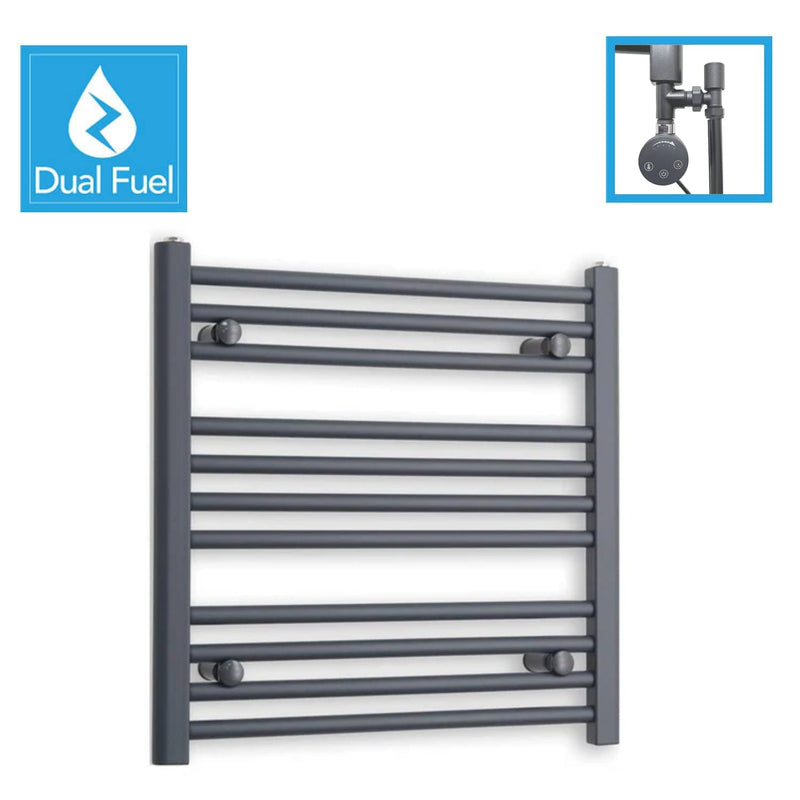 Anthracite Flat Heated Dual Fuel Towel Rail 500x600mm