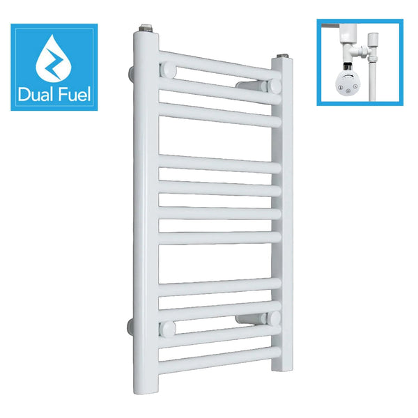 White Flat Heated Dual Fuel Towel Rail 500x600mm