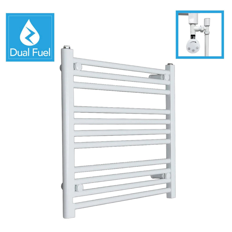 White Flat Heated Dual Fuel Towel Rail 600x600mm