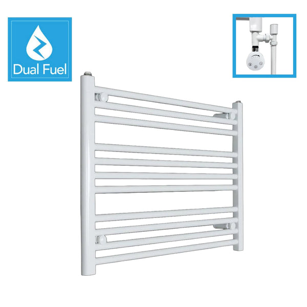 White Flat Heated Dual Fuel Towel Rail 750x600mm