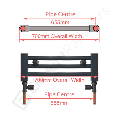 600 x 800 Heated Towel Rail Flat White Central Heating