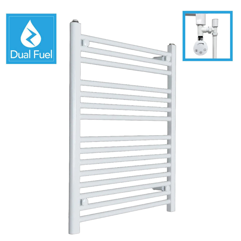 White Flat Heated Dual Fuel Towel Rail 600x800mm