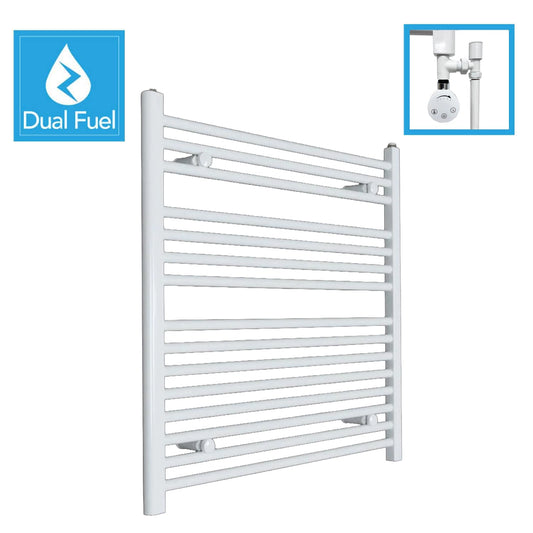White Flat Heated Dual Fuel Towel Rail 900x600mm