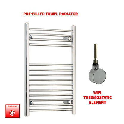 Straight / ER-Wifi Thermostatic 600x800 Flat Or Curved Chrome Pre-Filled Electric Towel Rail