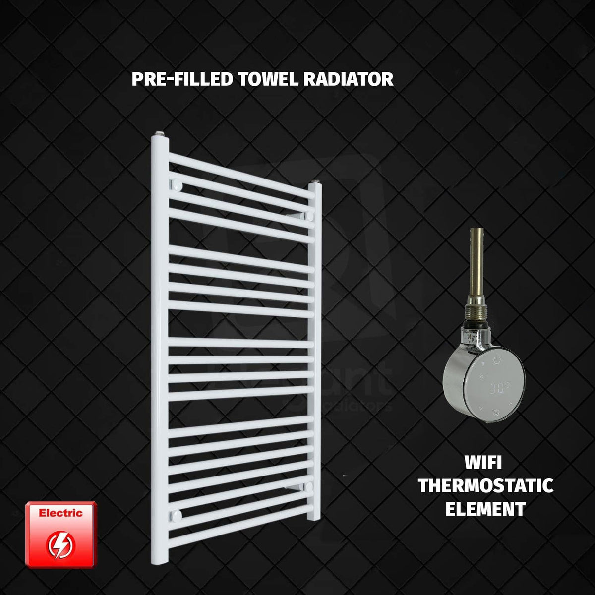 ER-Wifi Thermostatic 650 x 1000 Flat White Pre-Filled Electric Towel Radiator