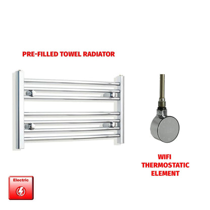 Straight / ER-Wifi Thermostatic 700 x 400 Flat Chrome Pre-Filled Electric Heated Towel Rail