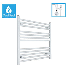 White Flat Heated Dual Fuel Towel Rail 900x700mm