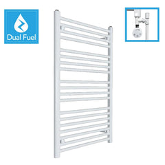 White Flat Heated Dual Fuel Towel Rail 700x100mm