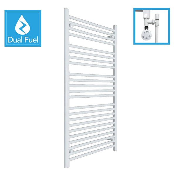White Flat Heated Dual Fuel Towel Rail 700x1200mm