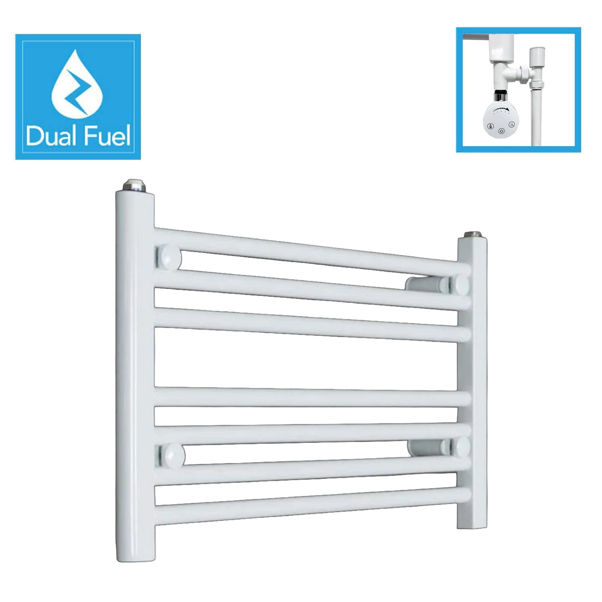 White Flat Heated Dual Fuel Towel Rail 700x400mm