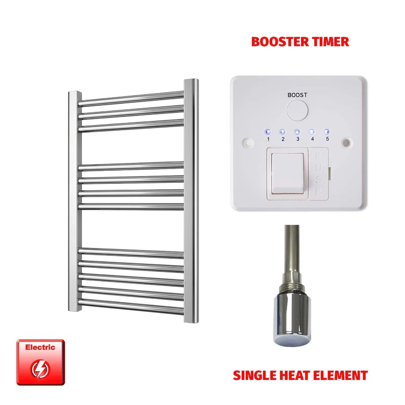 400 x 700mm Chrome Prefilled Electric Heated Towel Rail Radiator