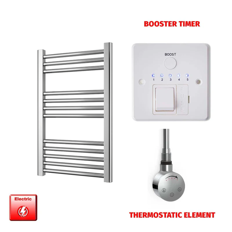 400 x 700mm Chrome Prefilled Electric Heated Towel Rail Radiator