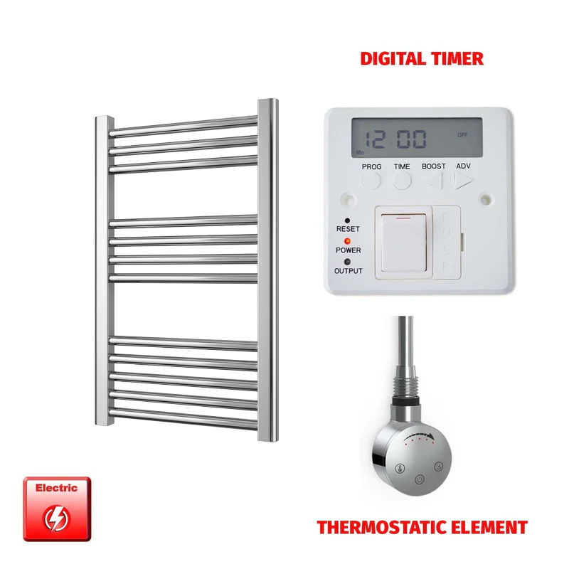 400 x 700mm Chrome Prefilled Electric Heated Towel Rail Radiator