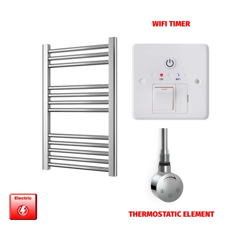 400 x 700mm Chrome Prefilled Electric Heated Towel Rail Radiator