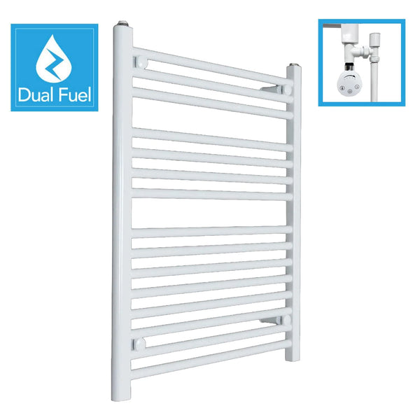White Flat Heated Dual Fuel Towel Rail 700x800mm