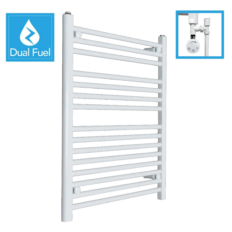 White Flat Heated Dual Fuel Towel Rail 700x800mm