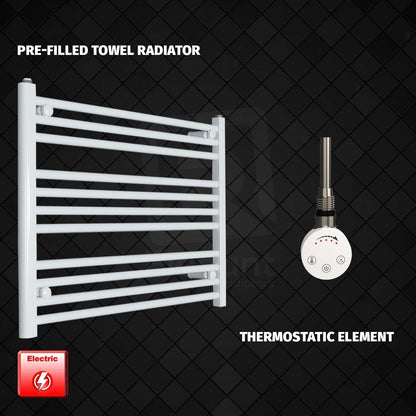 Thermostatic Element 750 x 600 Flat White Pre-Filled Electric Heated Towel Rail