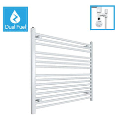 White Flat Heated Dual Fuel Towel Rail 1100x800mm