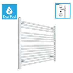 White Flat Heated Dual Fuel Towel Rail 1200x800mm