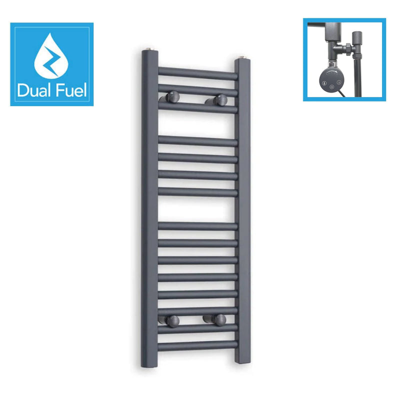 Anthracite Flat Heated Dual Fuel Towel Rail 300x800mm