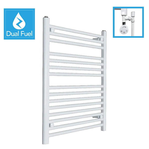 White Flat Heated Dual Fuel Towel Rail 500x800mm