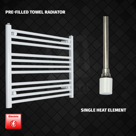 Single Heat Element 800 x 600 Flat White Pre-Filled Electric Heated Towel Rail