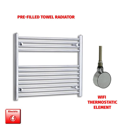 ER-Wifi Thermostatic 800 x 700 Flat Chrome Pre-Filled Electric Heated Towel Rail Radiator HTR