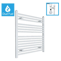 White Flat Heated Dual Fuel Towel Rail 900x800mm