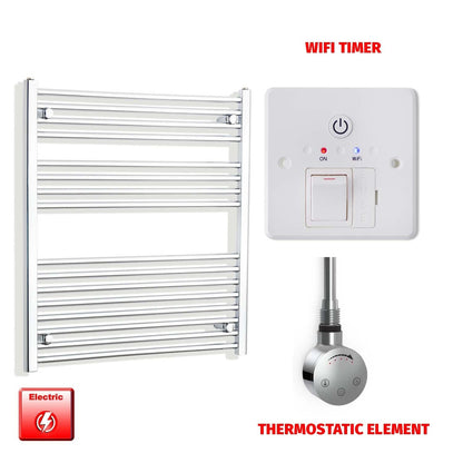 Thermostatic Element + Wifi Timer 800 x 900 Flat Chrome Pre-Filled Electric Heated Towel Rail