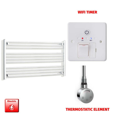 Thermostatic Element + Wifi Timer 950 x 600 Flat Chrome Pre-Filled Electric Heated Towel Rail
