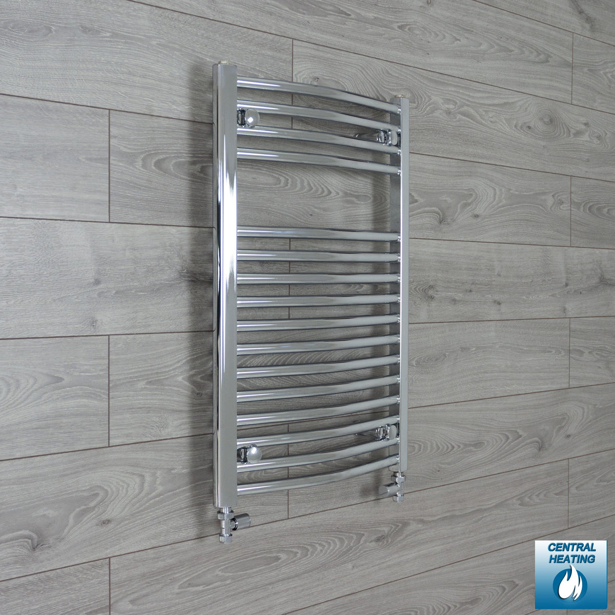 Chrome Heated Towel Rail Dimensions - 714mm Pipe Centre, 764mm Overall Width