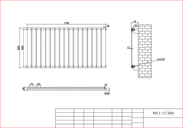 Harley White Horizontal Column Radiators – 600mm Height Single / Double