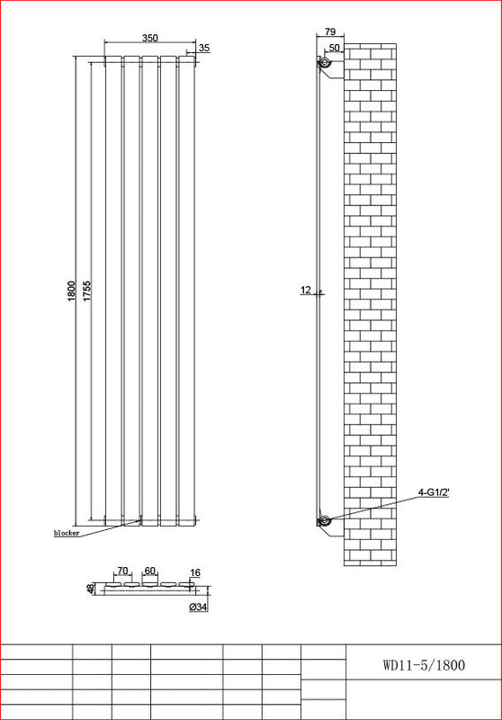 Harley Anthracite Column Vetical Radiator 1800 Height – Single/Double