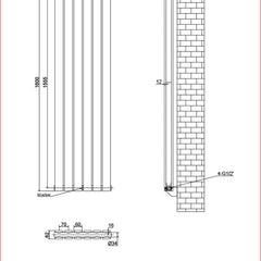 Harley Anthracite Vertical Column Radiator 1600 Height – Single/Double