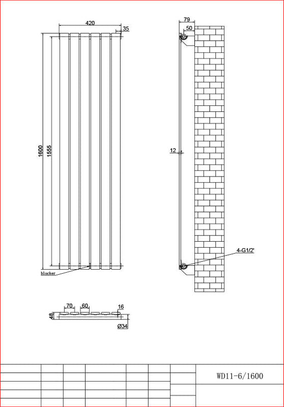 Harley Anthracite Vertical Column Radiator 1600 Height – Single/Double