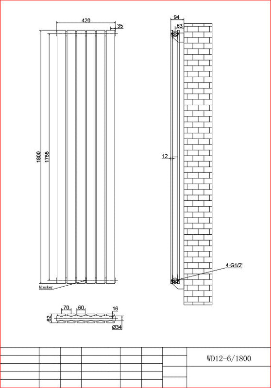 Harley Anthracite Column Vetical Radiator 1800 Height – Single/Double