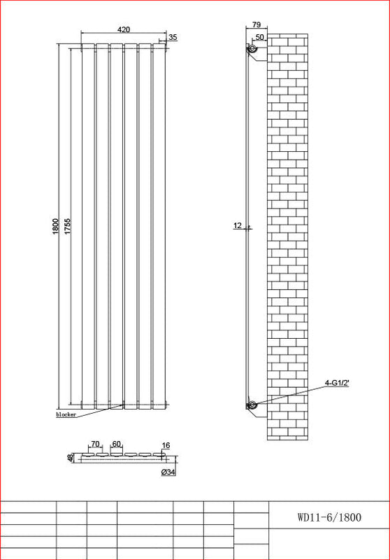 Harley Anthracite Column Vetical Radiator 1800 Height – Single/Double