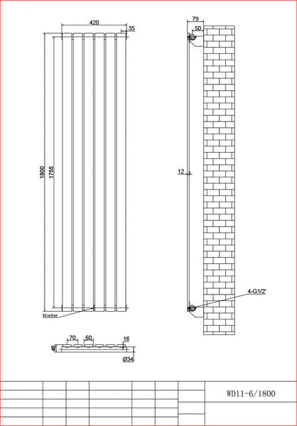 Harley White Column Vetical Radiator 1800 Height – Single/Double