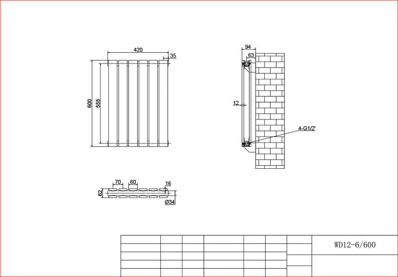 Harley White Horizontal Column Radiators – 600mm Height Single / Double