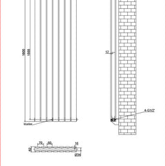 Harley Anthracite Vertical Column Radiator 1600 Height – Single/Double