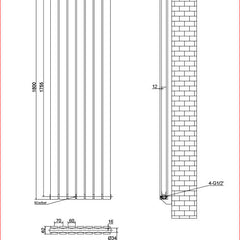 Harley Anthracite Column Vetical Radiator 1800 Height – Single/Double