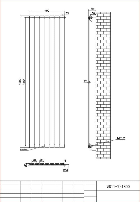 Harley Anthracite Column Vetical Radiator 1800 Height – Single/Double