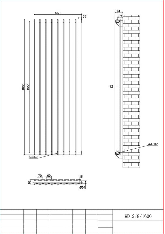 Harley Anthracite Vertical Column Radiator 1600 Height – Single/Double