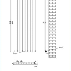 Harley Anthracite Vertical Column Radiator 1600 Height – Single/Double
