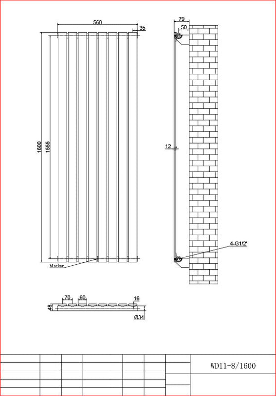 Harley Anthracite Vertical Column Radiator 1600 Height – Single/Double