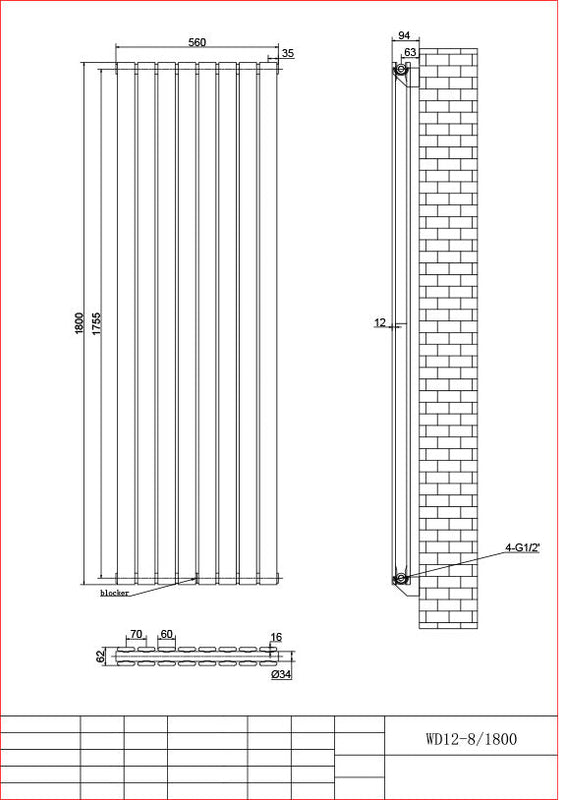 Harley Anthracite Column Vetical Radiator 1800 Height – Single/Double