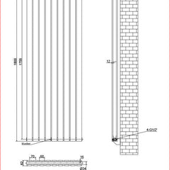 Harley Anthracite Column Vetical Radiator 1800 Height – Single/Double