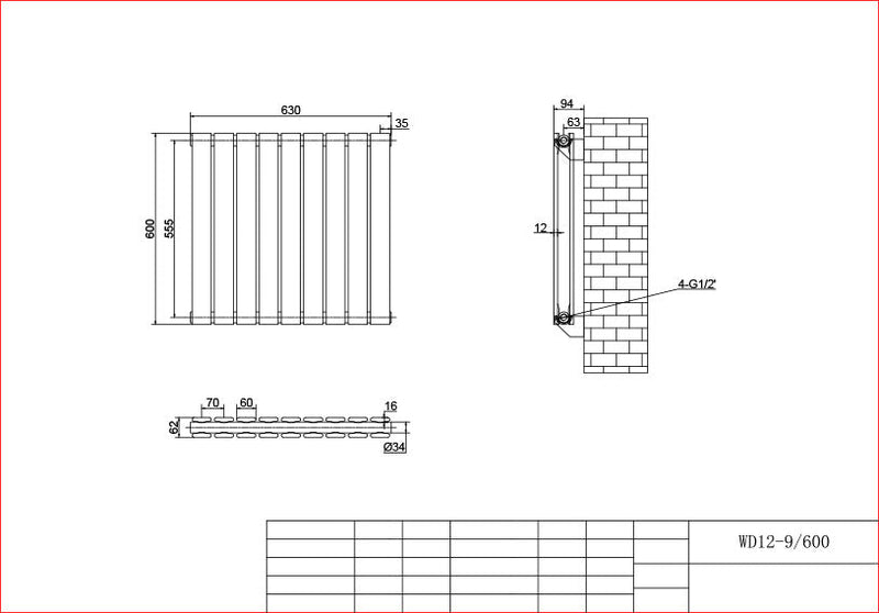 Harley White Horizontal Column Radiators – 600mm Height Single / Double
