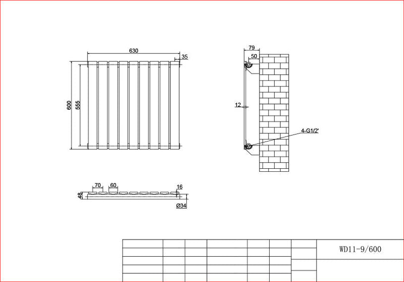 Harley White Horizontal Column Radiators – 600mm Height Single / Double